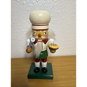 6” Italian Pizza Chef Wooden Nutcracker Figurine Baker Cutter Pie Kitchen Decor